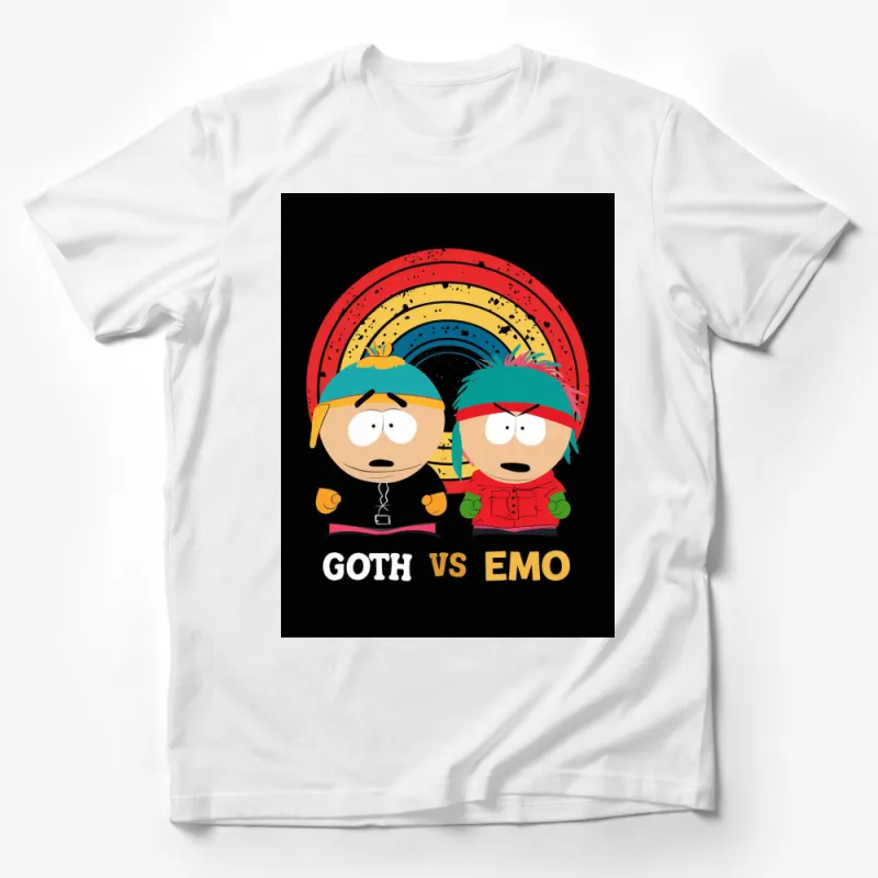 Goth VS Emo South Park Cartoon Graphic T-Shirt, Cool Funny Tee, Unisex Fashion Top Male T-Shirt