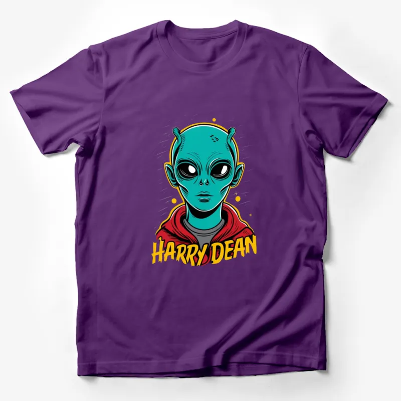 Alien Graphic T-Shirt, Harry Dean Colorful Pop Art Alien Design, Unique Extraterrestrial Tee Male T-Shirt