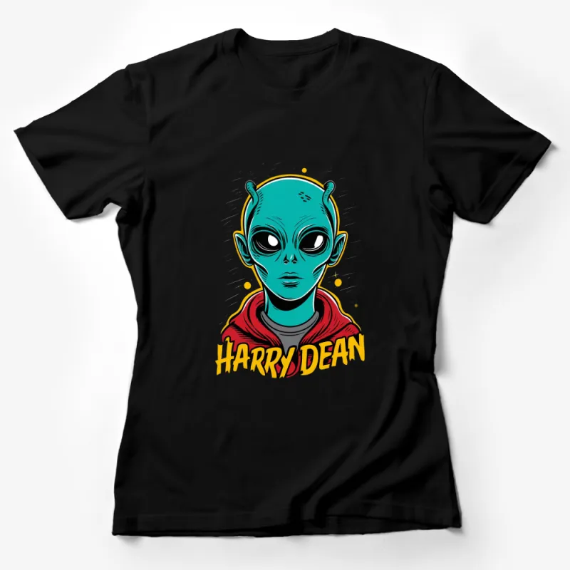 Alien Graphic T-Shirt, Harry Dean Colorful Pop Art Alien Design, Unique Extraterrestrial Tee Female T-Shirt