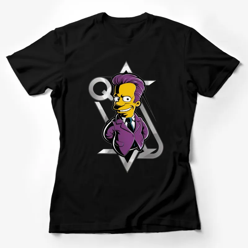 Cartoon Lawyer Purple Suit T-Shirt, Funny Character Tee, Unique Graphic Design Shirt, Casual Wear Female T-Shirt