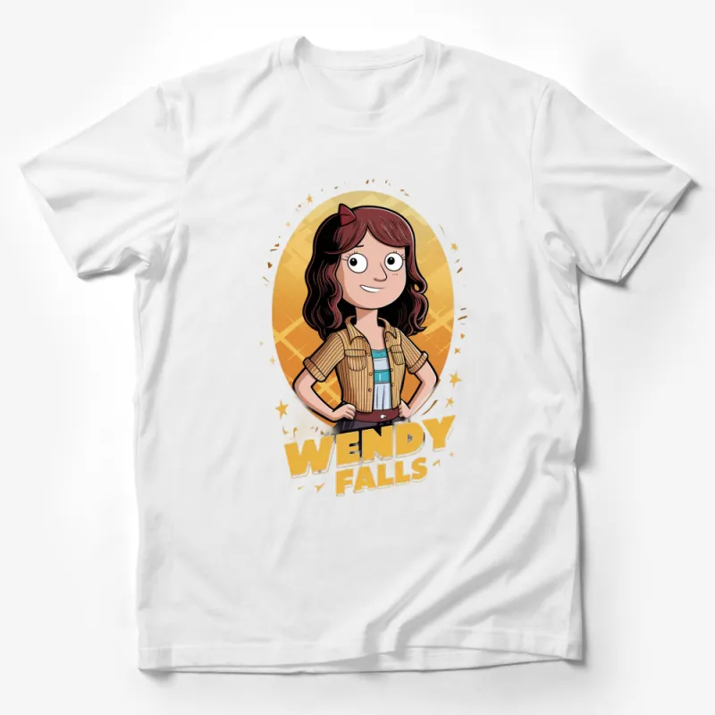 Wendy Falls Cartoon Character T-Shirt, Cute Stylish Graphic Tee, Unisex Casual Wear, Fashionable Top Male T-Shirt