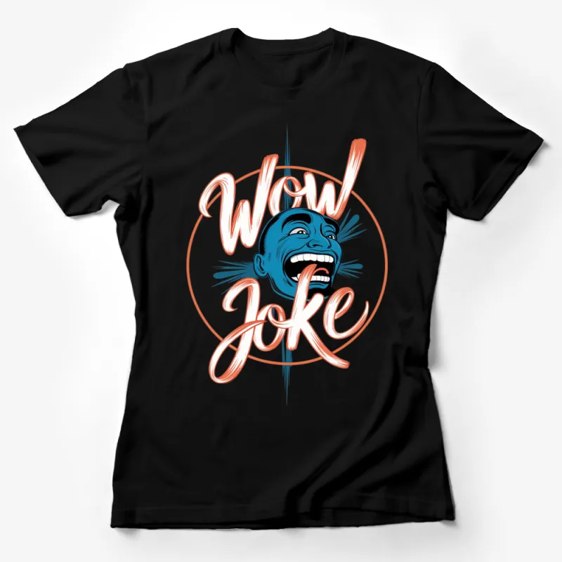 Funny Wow Joke Face Graphic T-Shirt, Cool Blue Comic Art Tee, Unisex Casual Wear Female T-Shirt