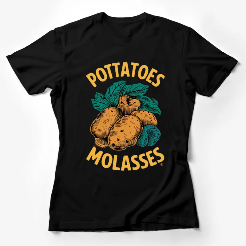 Vintage Potatoes Molasses T-Shirt, Retro Botanical Vegetable Graphic Tee, Unisex Casual Wear Female T-Shirt