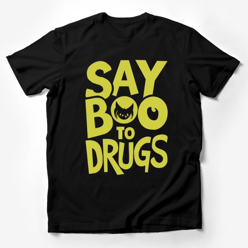 Funny Cat Saying T-Shirt, Say No to Drugs Feline Humor Tee, Unisex Yellow Graphic Shirt for Adults Male T-Shirt