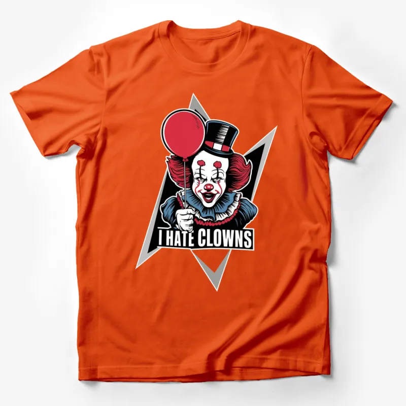 Creepy Clown T-Shirt, I Hate Clowns Graphic Tee, Halloween Costume Party Shirt, Unisex Male T-Shirt