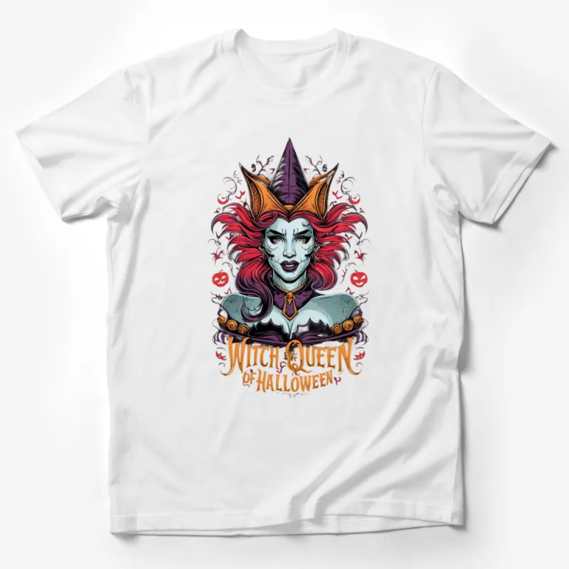 Witch Queen of Halloween T-Shirt, Spooky Gothic Witch Graphic Tee, Unique Halloween Costume Top Male T-Shirt