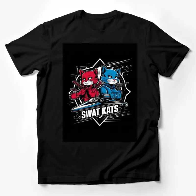 SWAT Kats T-Shirt, Red and Blue Cartoon Cats, Classic TV Show Merchandise, Fan Art Tee, Unisex Clothing Male T-Shirt