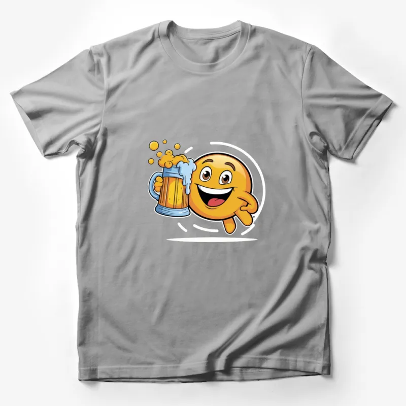 Funny Beer Emoji T-Shirt, Cartoon Beer Mug Cheers Design, Unisex Graphic Tee, Cool Summer Drink Shirt Male T-Shirt