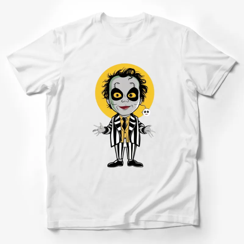 Beetlejuice Cartoon Character T-Shirt, Halloween Themed Graphic Tee, Unisex Adult Clothing, Unique Movie Apparel Male T-Shirt