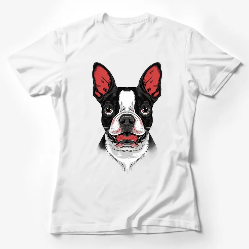 Boston Terrier Face T-Shirt, Cute Dog Graphic Tee, Unisex Pet Lover Gift, Animal Portrait Shirt Female T-Shirt