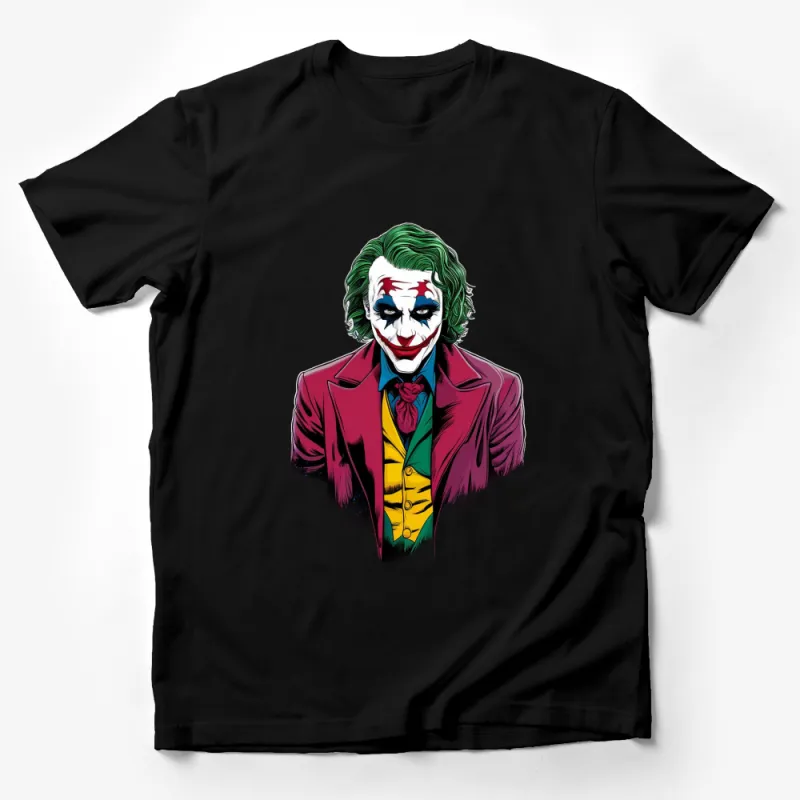 Joker Inspired Graphic T-Shirt, Colorful Villain Design Tee, Unique Comic Book Character Shirt Male T-Shirt