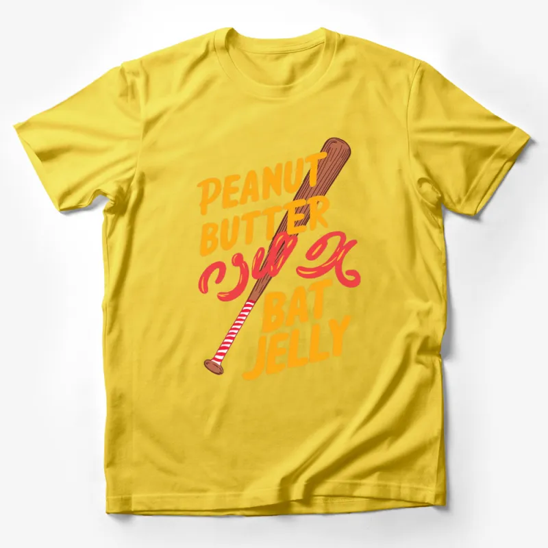 Peanut Butter Jelly Bat Graphic T-Shirt, Fun Baseball Theme Casual Tee, Unique Foodie Sportswear, Unisex Male T-Shirt