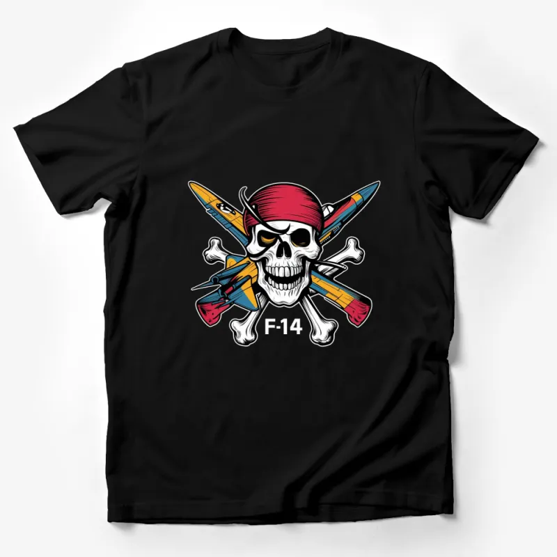 Skull and Crossed Fighter Jets T-Shirt, Bold Graphic Tee, Aviation Enthusiast, Military Apparel Male T-Shirt