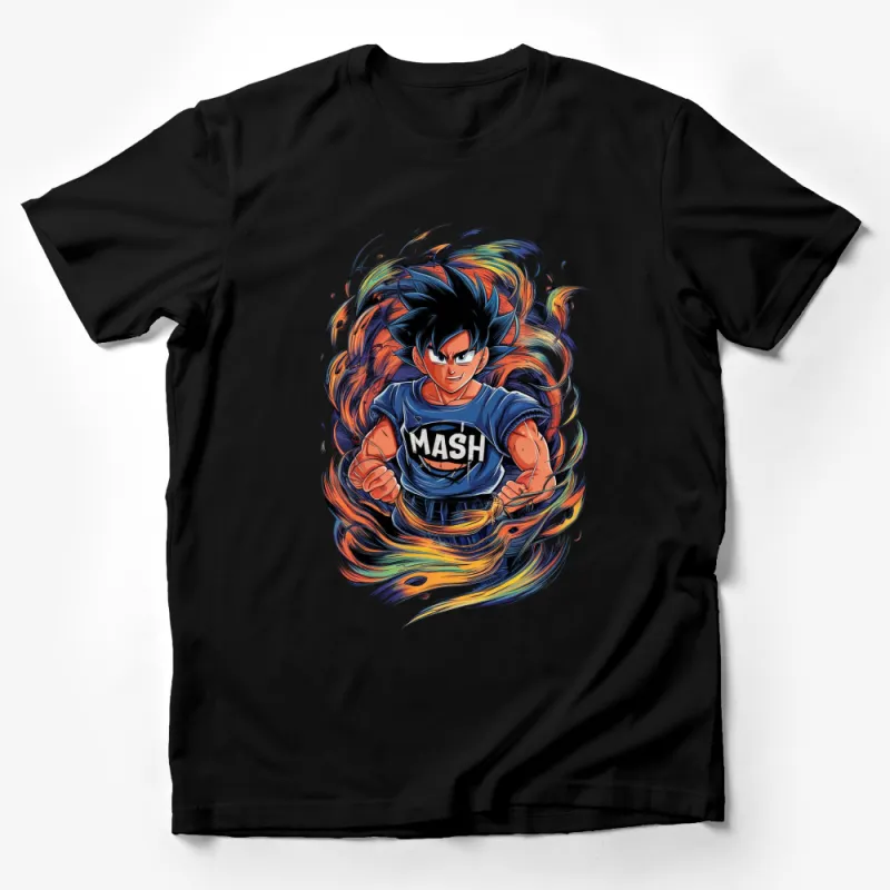 Anime Inspired Graphic T-Shirt, Super Saiyan Blue Hair Mash Design, Vibrant Colors, Collectible Fan Art Tee Male T-Shirt