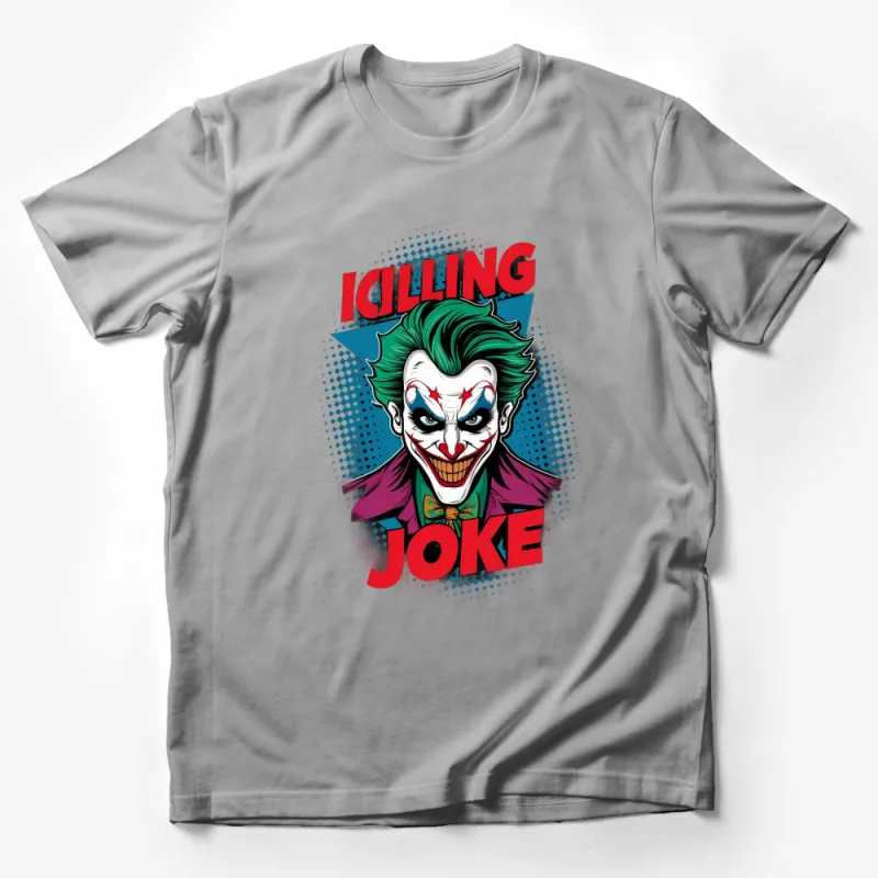 Gothic Joker Illustration T-Shirt, Vibrant Comic Villain Art, Unique Men's and Women's Apparel Male T-Shirt