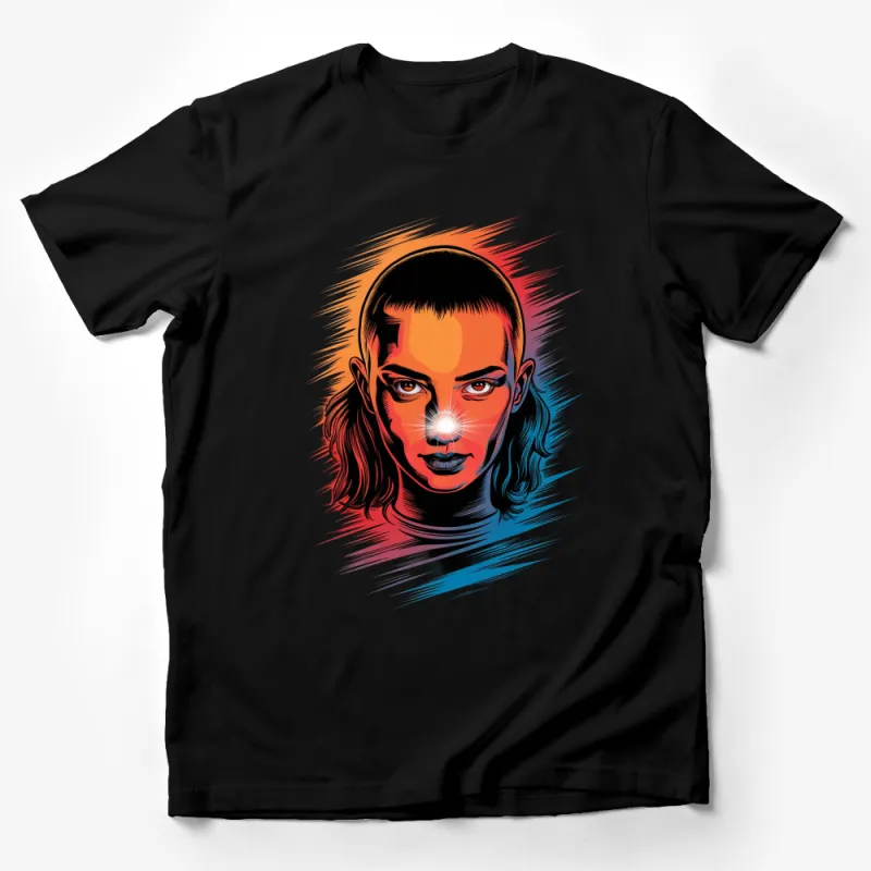 Vibrant Abstract Female Portrait T-Shirt, Colorful Modern Art Graphic Tee, Unique Statement Fashion Top Male T-Shirt