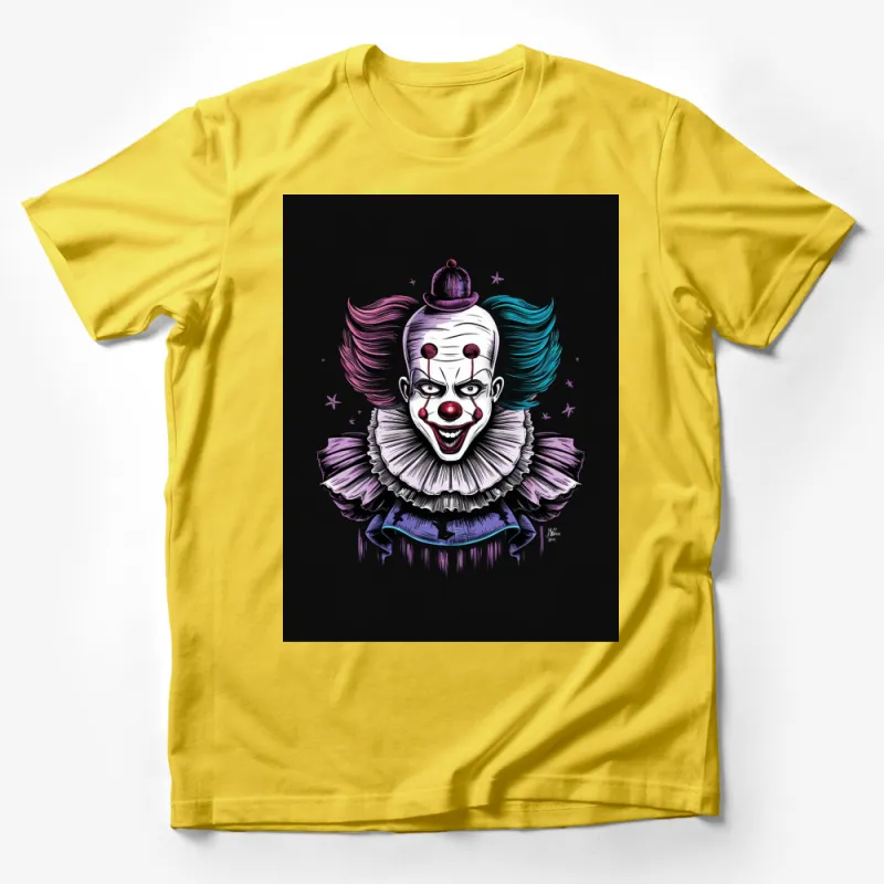 Men's Gothic Clown T-Shirt, Creepy Circus Clown, Horror Tee, Colorful Dark Art Shirt, Unique Halloween Costume Idea Male T-Shirt