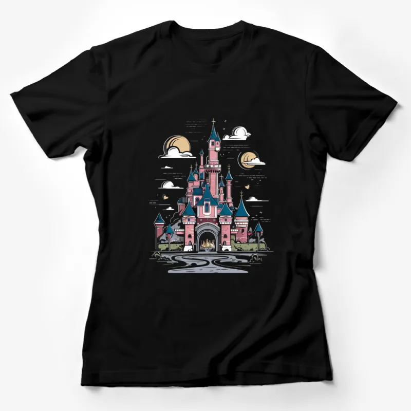 Enchanted Castle T-Shirt, Fairytale Princess Palace Graphic Tee, Fantasy Art Apparel, Magical Kingdom Clothing, All Sizes Female T-Shirt