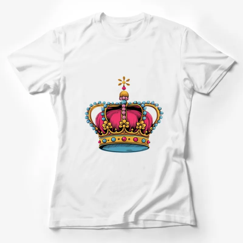 Royal Crown T-Shirt, Vintage King Crown Tee, Colorful Monarch Graphic Shirt, Unisex Adult Clothing Female T-Shirt