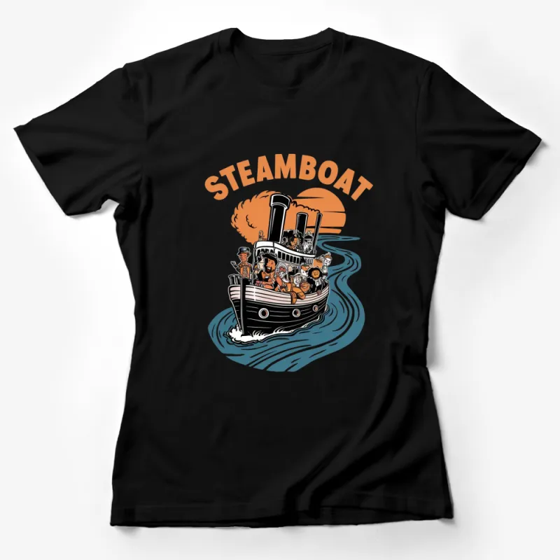 Vintage Steamboat Graphic T-Shirt, Nautical Boat Print, Retro Style Tee, Unisex Adult Clothing Female T-Shirt