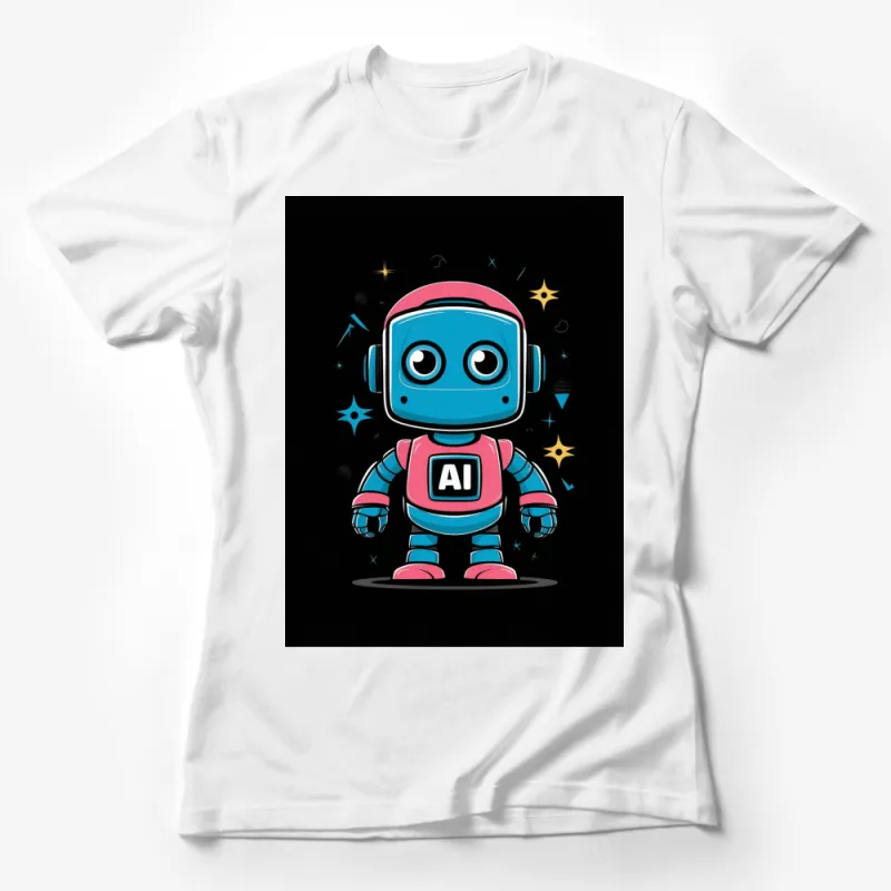 Cute AI Robot T-Shirt, Cartoon Robot Graphic Tee, Boys Girls Kids Adults Unisex Shirt Female T-Shirt