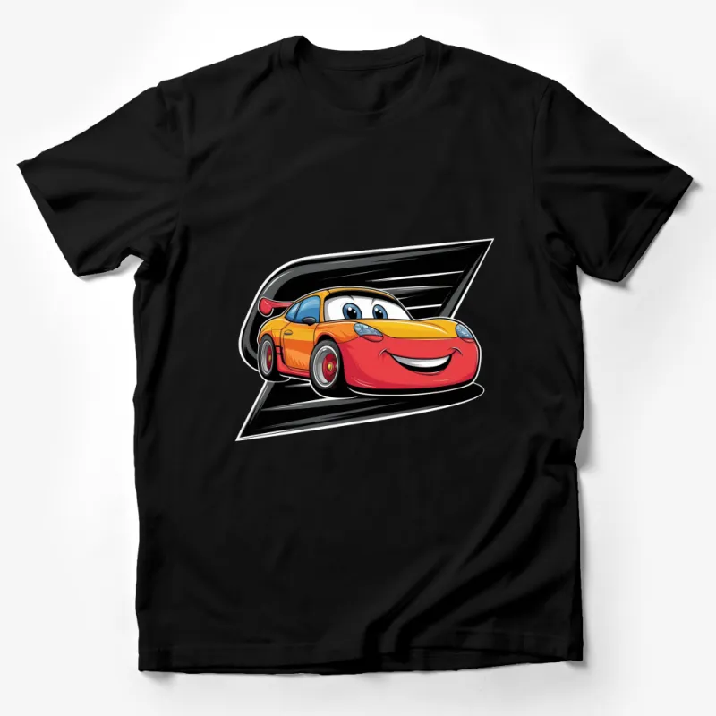 Kids Red Cartoon Car T-Shirt, Fun Animated Vehicle Graphic Tee, Boys and Girls Casual Shirt Male T-Shirt