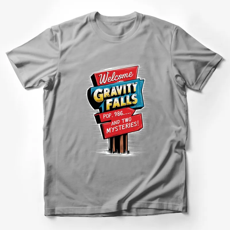 Gravity Falls Welcome Sign Vintage Style T-Shirt, Unique Cartoon Graphic Tee, Unisex Adult and Kids Sizes Male T-Shirt