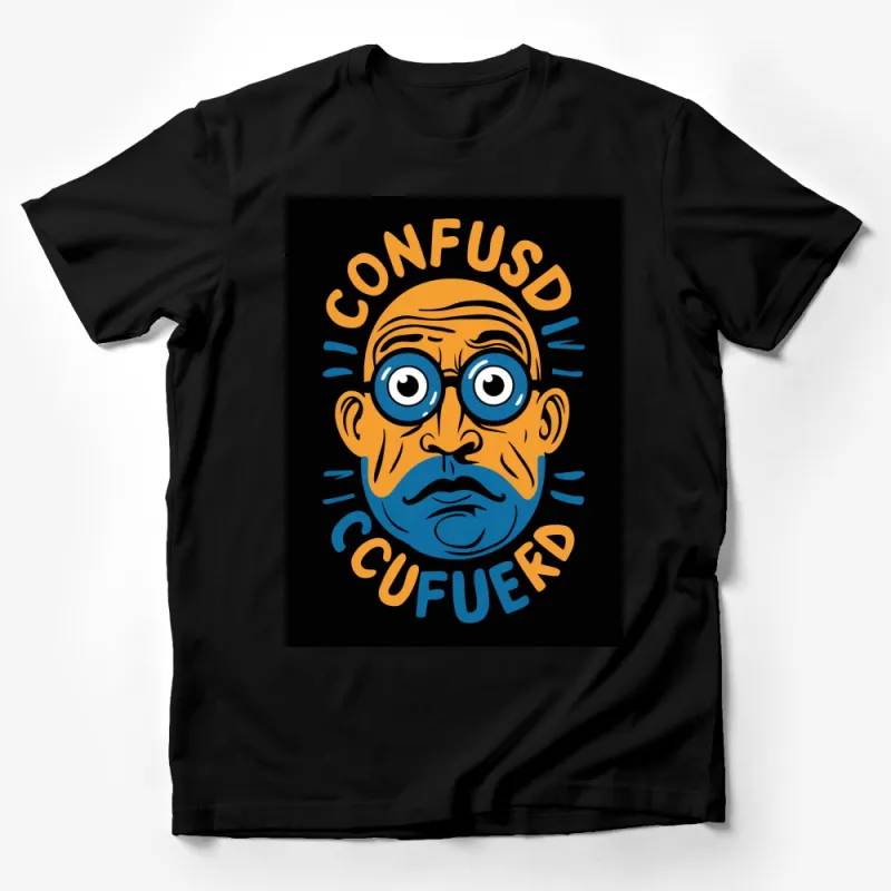 Colorful Confused Face T-Shirt, Funny Expressive Cartoon Design, Unique Graphic Tee, Unisex Adult Clothing Male T-Shirt