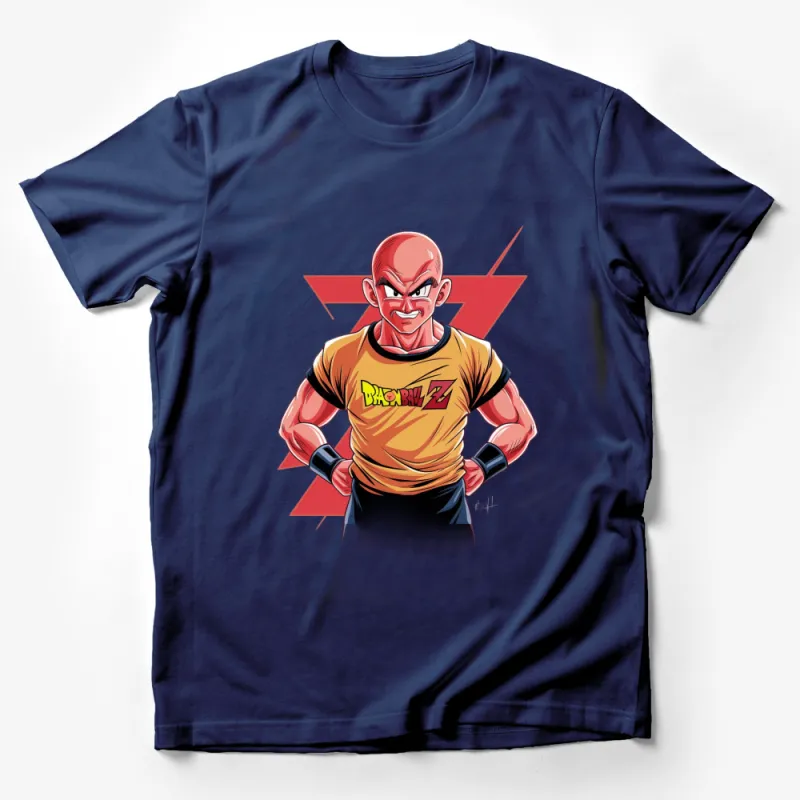 Anime Graphic T-Shirt, Classic Cartoon Character Tee, Bold Red and Yellow Design, Unisex Shirt for All Ages Male T-Shirt