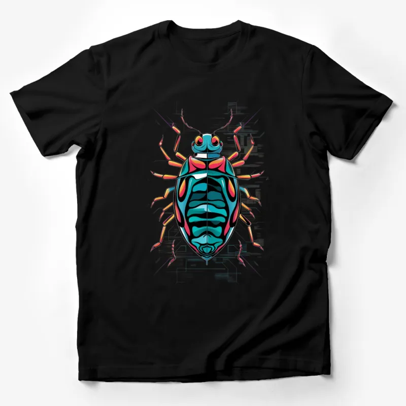 Colorful Beetle Graphic T-Shirt, Vibrant Insect Art Tee, Unisex Nature Inspired Clothing, Unique Bug Design Shirt, Gift for Entomologists Male T-Shirt