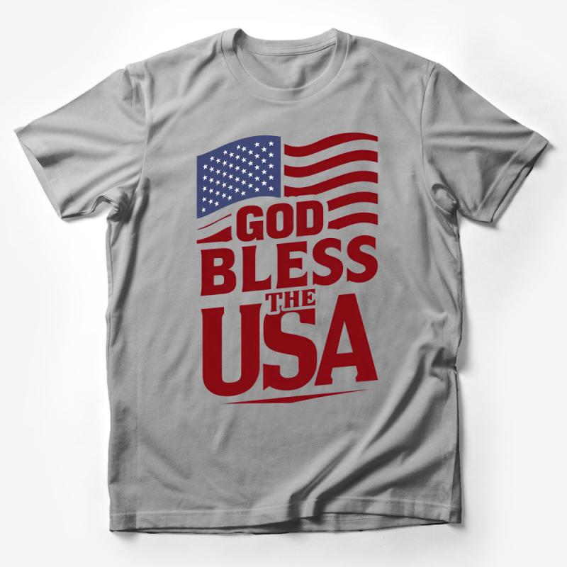 Patriotic T-Shirt God Bless the USA, American Flag Tee, Unisex Adult Clothing, Independence Day Shirt, 4th of July Outfit Male T-Shirt