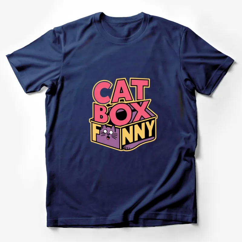 Cat Box Funny T-Shirt, Cute Cat in a Box Graphic Tee, Unisex Casual Shirt, Pet Lovers Apparel Male T-Shirt