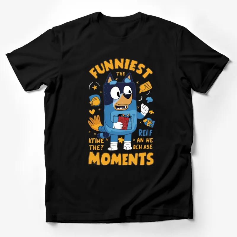 Funny Blue Cat Cartoon T-Shirt, Funniest Moments Graphic Tee, Cute Animal Humor Shirt for All Ages Male T-Shirt