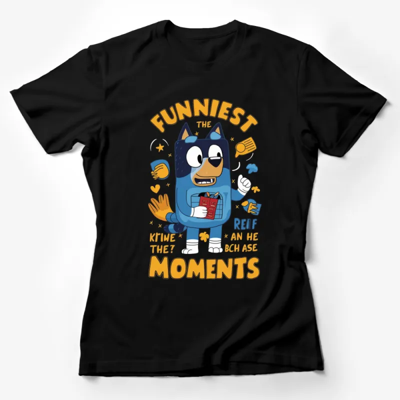 Funny Blue Cat Cartoon T-Shirt, Funniest Moments Graphic Tee, Cute Animal Humor Shirt for All Ages Female T-Shirt