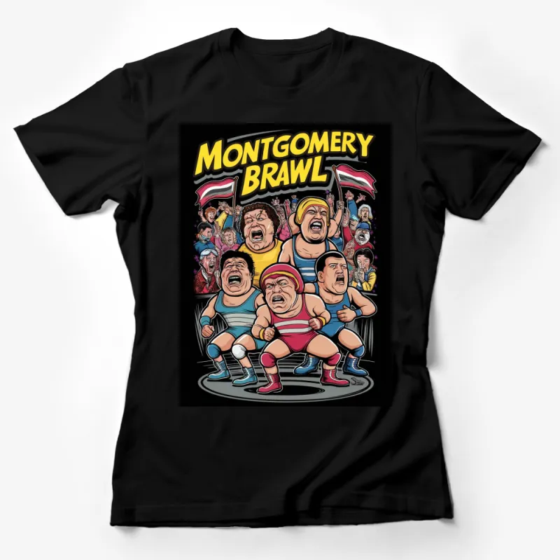 Vintage Wrestling Poster Art T-Shirt, Colorful Montgomery Brawl Graphic Tee, Retro Sports Shirt Female T-Shirt