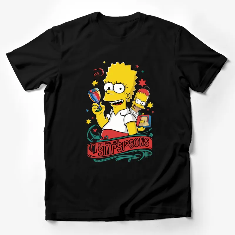 Simpsons T-Shirt, Bart and Lisa Cartoon Graphic Tee, Unisex Adult and Kids Sizes Male T-Shirt