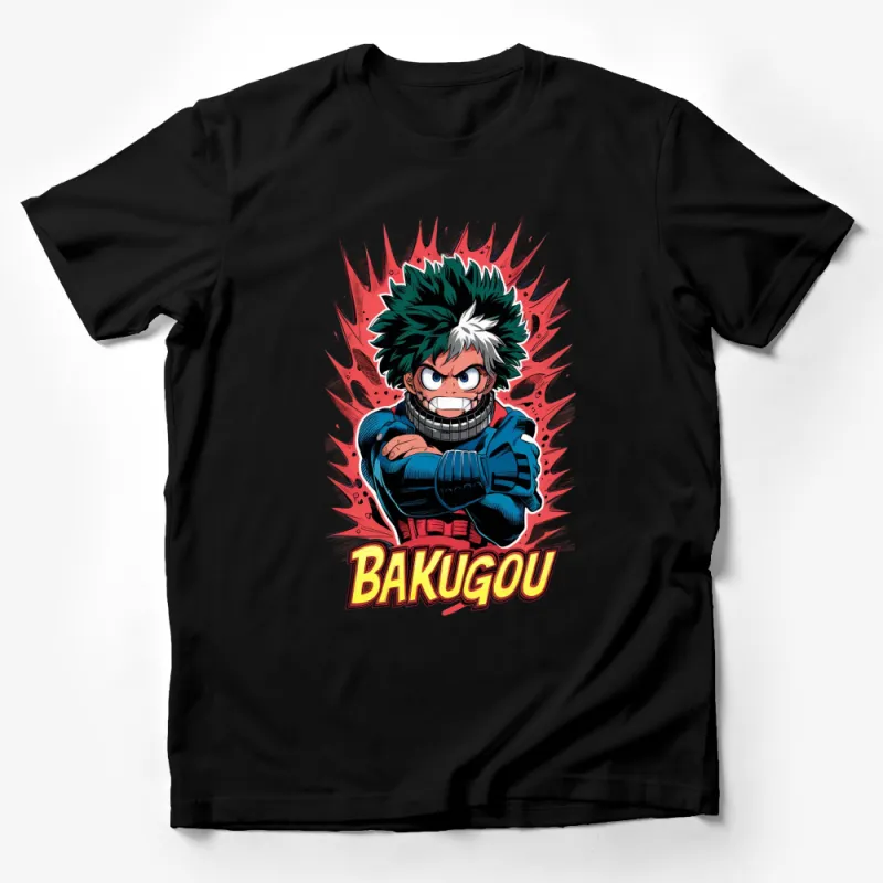 Anime Inspired Bakugou Graphic T-Shirt, Bold Manga Character Design Tee, Explosive Hero Shirt for Fans Male T-Shirt