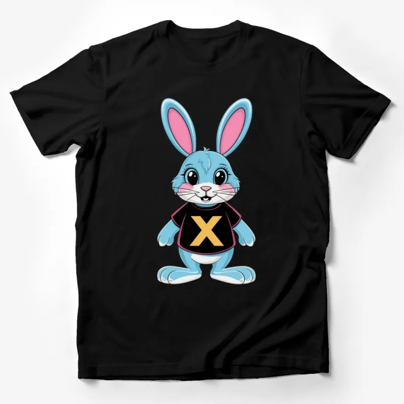 Cute Blue Bunny Cartoon T-Shirt, Kids Fun Rabbit Graphic Tee, Unisex Children's Clothing, Gift for Easter Male T-Shirt