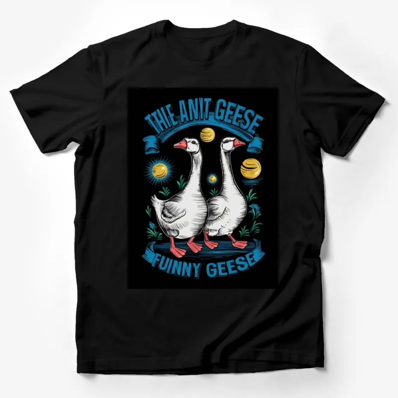 Funny Geese Graphic T-Shirt, Cool Ant-Geese Cartoon T-Shirt, Unisex Casual Tee Male T-Shirt