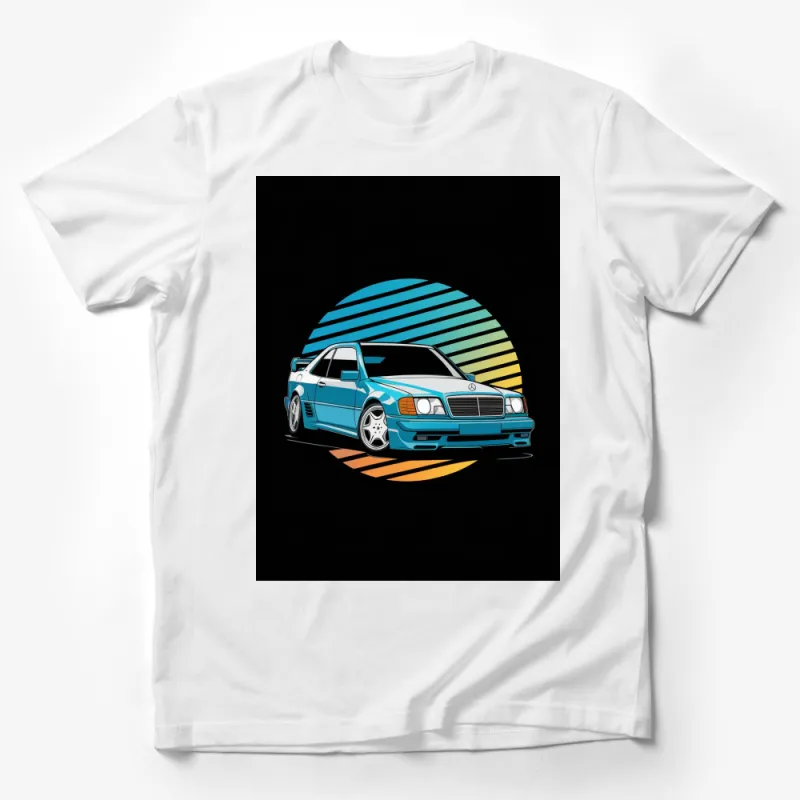 Vintage Car Graphic Tee, Classic Blue Mercedes, Street Style Shirt, Urban Wear, Retro Automobilia, Car Lover Gift Male T-Shirt