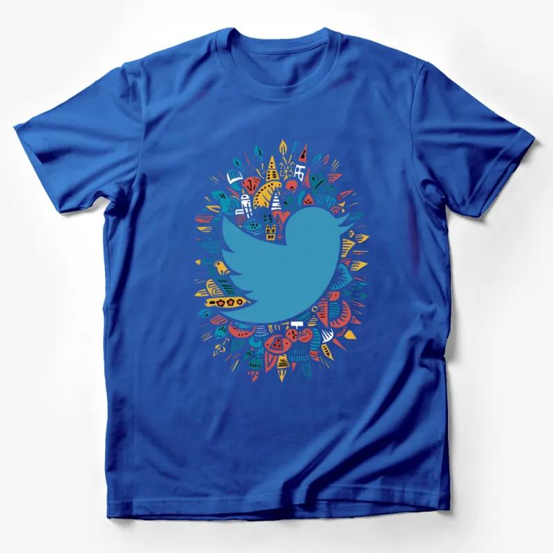 Colorful Abstract Art Twitter Bird T-Shirt, Eye-catching Unique Graphic Tee, Unisex Male T-Shirt