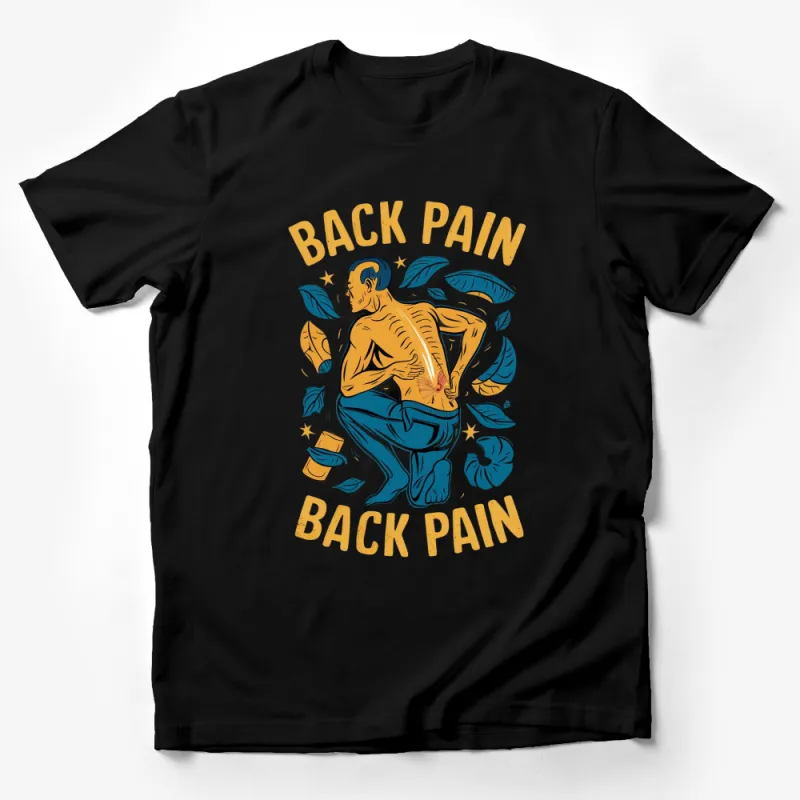 Back Pain Graphic T-Shirt, Vintage Style Muscle Ache Illustration, Unisex Top Male T-Shirt