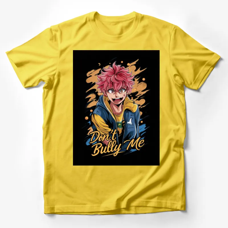 Don't Bully Me Anime T-Shirt, Bold Pink Hair Character, Manga Fan Gift, Unisex Graphic Tee Male T-Shirt