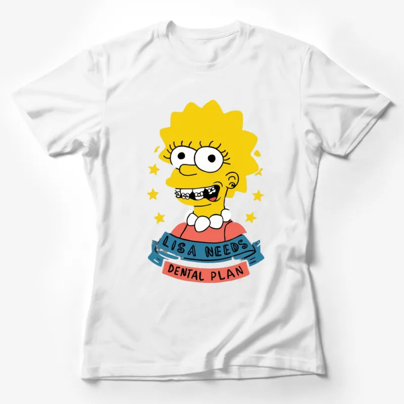 Lisa Simpson Graphic Tee, Funny Dental Plan T-Shirt, Cartoon Character Yellow Shirt, Unisex Apparel Female T-Shirt