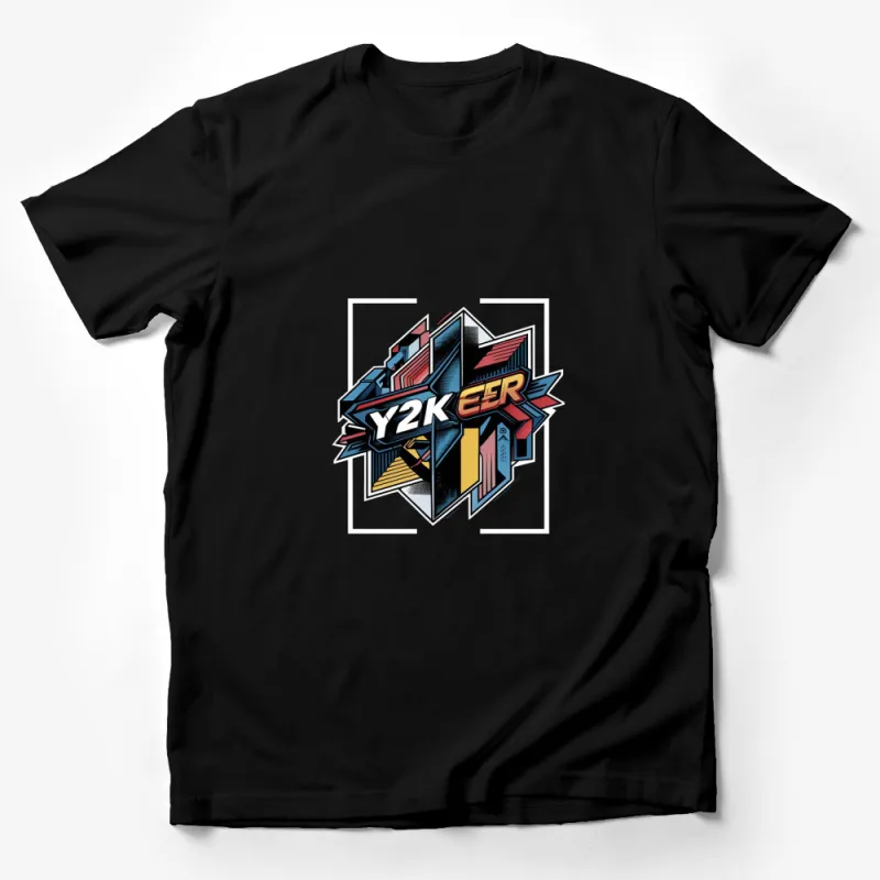 Retro Y2K Graphic T-Shirt, Colorful Geometric 90's Inspired Nostalgic Design, Unisex Fashion Tee Male T-Shirt