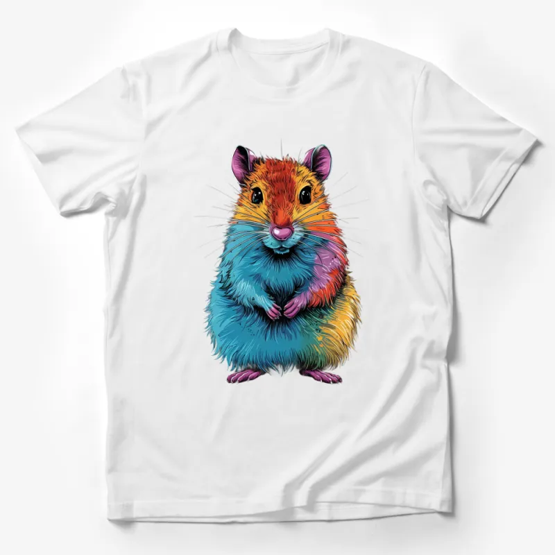 Colorful Hamster Graphic Tee, Cute Rodent Art T-Shirt, Animal Lover Gift Idea Male T-Shirt