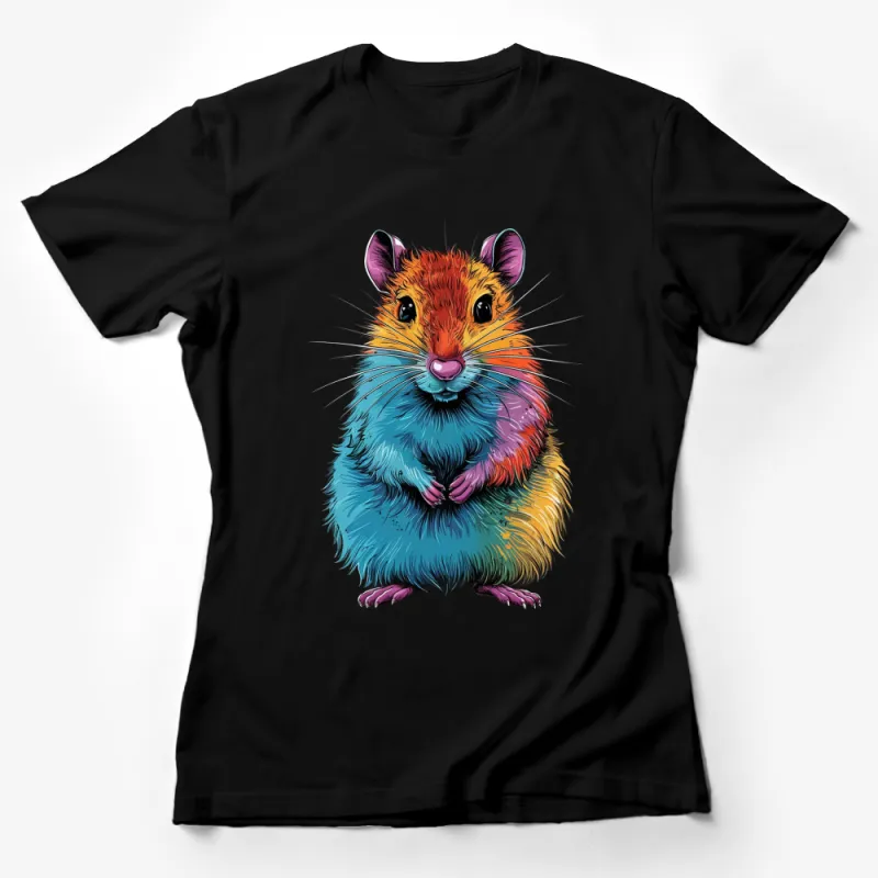 Colorful Hamster Graphic Tee, Cute Rodent Art T-Shirt, Animal Lover Gift Idea Female T-Shirt