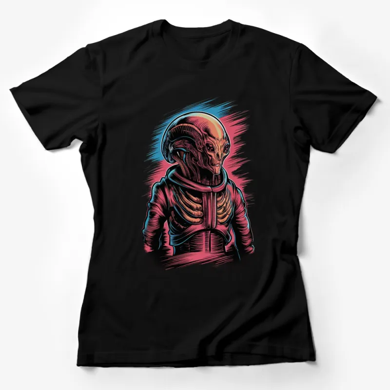 Alien Astronaut Graphic T-Shirt, Space Explorer Tee, Sci-Fi Fan Gift, Unique Cosmic Design Apparel Female T-Shirt