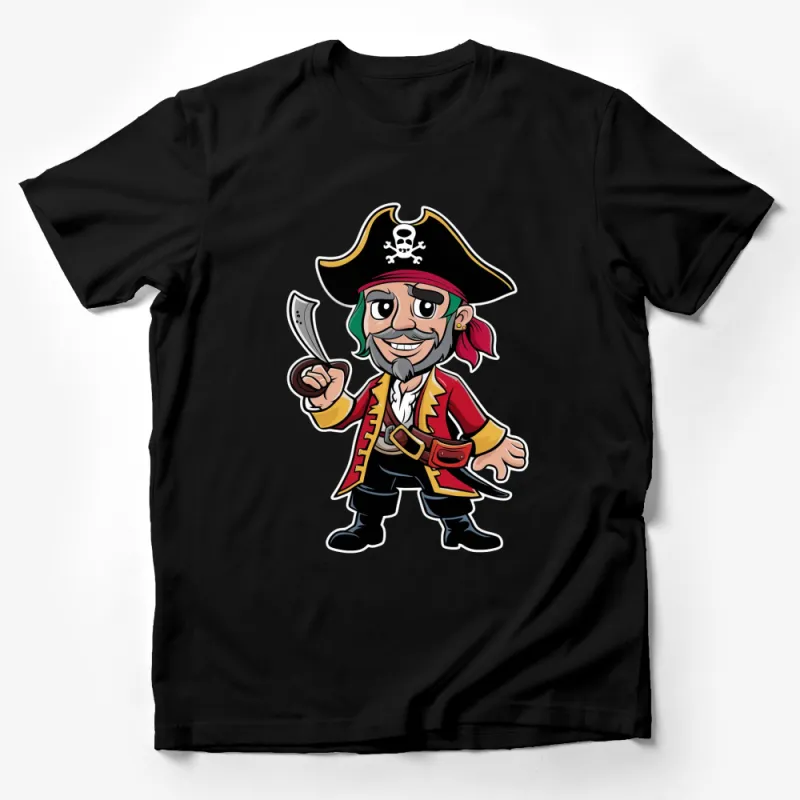 Pirate Cartoon Character T-Shirt, Kids Pirate Party Outfit, Funny Pirate Costume Tee, Unisex Clothing Male T-Shirt