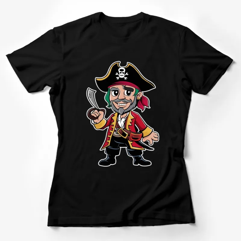 Pirate Cartoon Character T-Shirt, Kids Pirate Party Outfit, Funny Pirate Costume Tee, Unisex Clothing Female T-Shirt